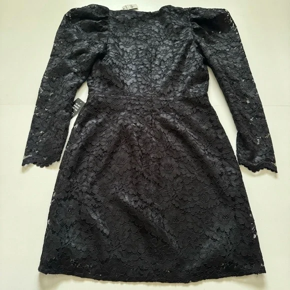 Express lace puff sleeve long sleeve black NWT dress black size medium - Picture 10 of 11